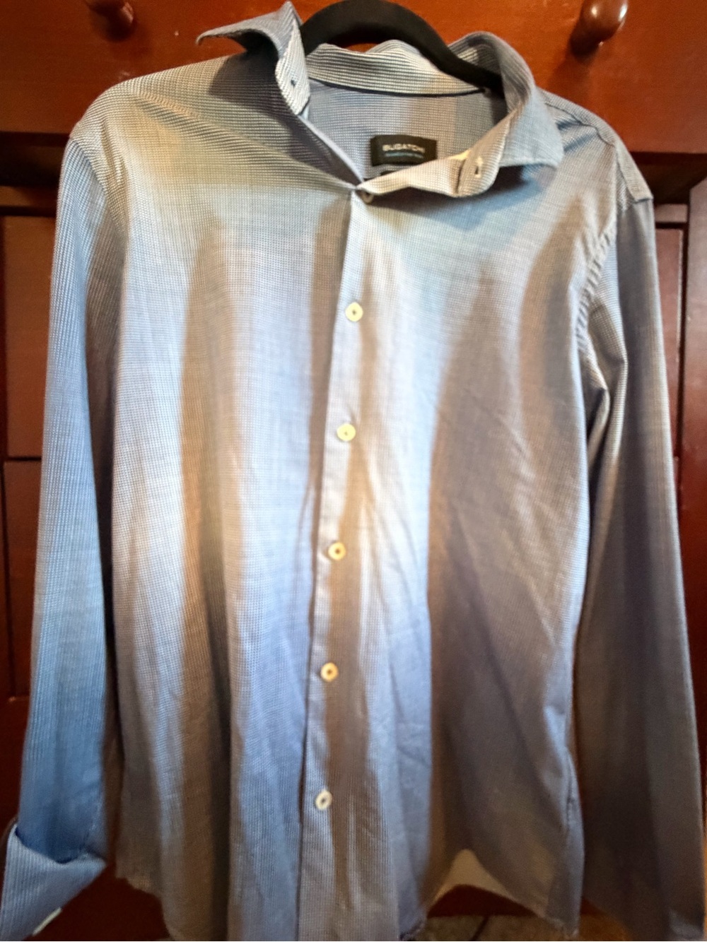 Bugatchi OoohCotton Tech 8 Way Stretch Blue Button Down Shirt Men’s M/L